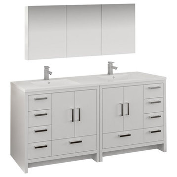 Fresca Imperia 72" Wood Bathroom Vanity with Medicine Cabinet in Glossy White
