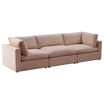 Kaelynn Sofa Pink Linen Upholstered 3-Seat