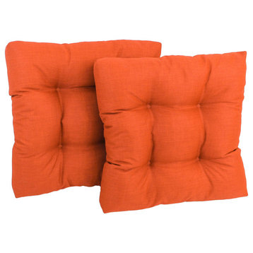 19" Squared Tufted Dining Chair Cushion, Set of 2, Orange