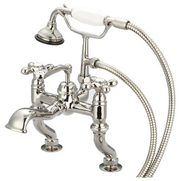 Vintage Classic Deck Mount Tub Faucet With Handshower, Polished Nickel Pvd Finis