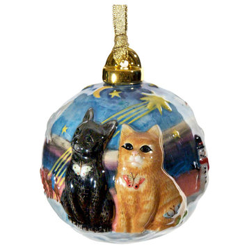 Hand-Painted Christmas Cat Ornament