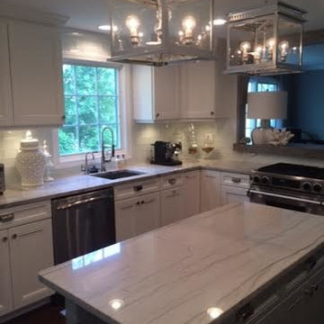 Hanging Lanterns, Kitchen Island, Silver Lights