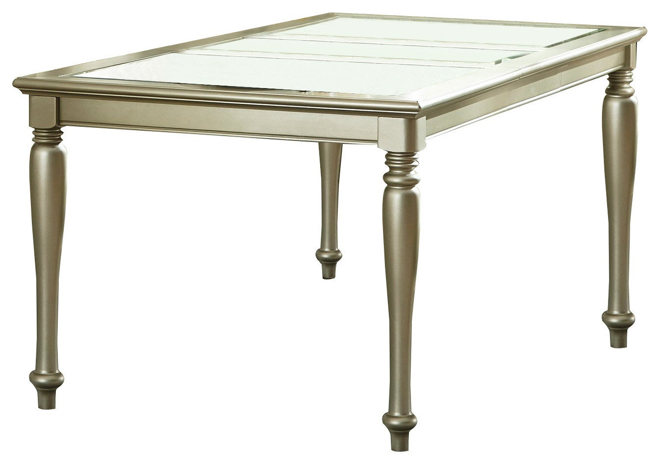Rectangular Wooden Dining Table with Glass Top Inserts and Turned Legs ...
