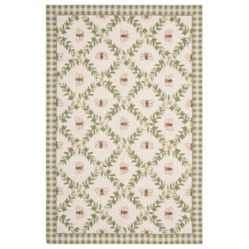 Safavieh Chelsea Collection HK55 Rug, Ivory/Green, 6'x9'
