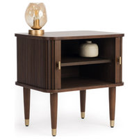 Studio London Murray Mid-Century Nightstand with Storage Brass Accents