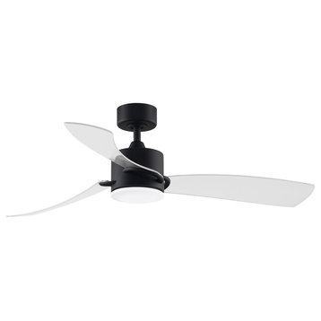 SculptAire 52" Ceiling Fan - Black with Clear Blades and LED Light
