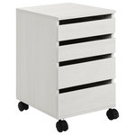 OSP Home Furnishings - Holly 4-Drawer Mobile Storage Cart in Farm Oak Finish, White Oak - This 4-drawer mobile pedestal features easy-to-access and functional drawer storage.  Featured in 3 stylish finishes, this product coordinates with any office décor.  The heavy-duty and locking casters allow the cabinet easy mobility when in use and the 24" height allows easy storage under most desks.  This cabinet utilizes high-quality epoxy-coated steel drawer slides for long-lasting smooth operation.