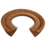 Meridian Furniture - Infinity Channel Tufted Velvet Modular Chair, Saddle, 11 Piece - Create a seating group that works for every possible situation with this Infinity 11-piece sectional and other pieces in the Infinity collection. Upholstered in soft Saddle velvet material that feels great against the skin and offers long-wearing beauty, this piece fits with other Infinity items for an infinite number of combinations that get your seating requirements just right but that look just as nice when used on their own.