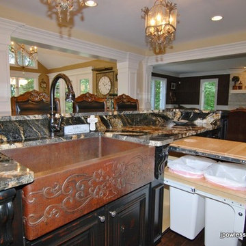 Kitchen-long island with burn through