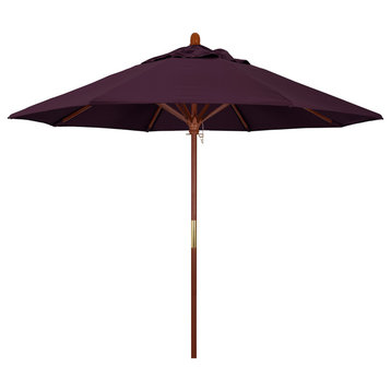 9' Square Push Lift Wood Umbrella, Purple Pacifica