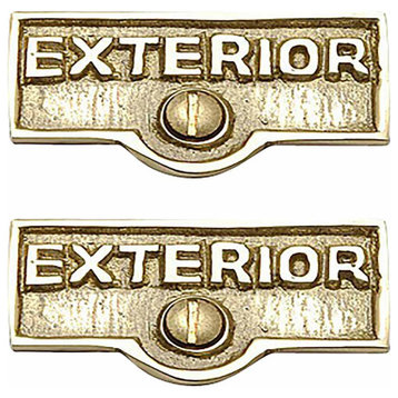 2 Switch Plate Tags EXTERIOR Name Signs Labels Brass |