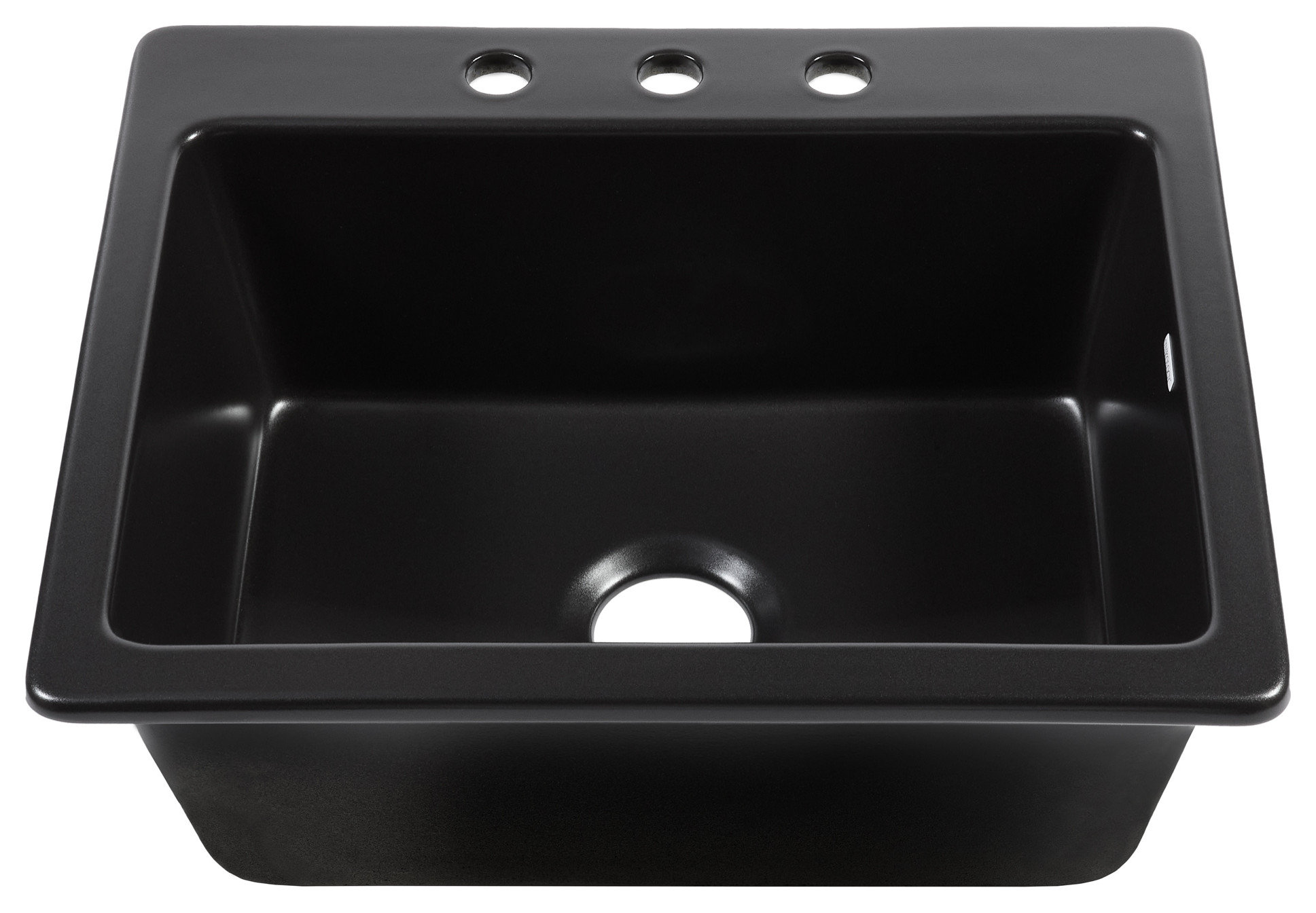 Jackson Matte Black Fireclay 25" Single Bowl Drop-In Kitchen Sink with 3 Holes