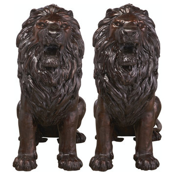 Set Of Bronze Sentinal Lions