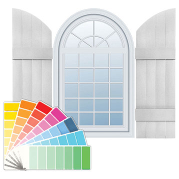 14"W x 77"H Standard Size Four Board Joined w/Arch Top Shutters, Paintable