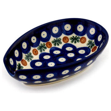 Polish Pottery 5" Stoneware Spoon Rest Hand-Decorated Design