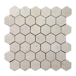 Crema Marfil Marble 2x2 Hexagon Mosaic Tile Honed - Mosaic Tile