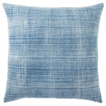 Jaipur Living - Jaipur Living Morgan Handmade Soild Blue Throw Pillow 22", Poly Fill - The Revolve pillow collection features inspiring indigo hues and remarkable craftsmanship. The hand-dyed Morgan throw pillow boasts a lightly thatched, denim-like design in a soft blue and white colorway, lending just the right dose of texture to sofas and beds. This square accent is crafted of soft cotton for a relaxed, comfortable addition to any contemporary space.