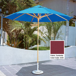 Octagonal-Sunbrella-Burgundy-Wood-Market-Umbrellas - Patio Furniture And Outdoor Furniture