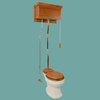 Light Oak High Tank Z-Pipe Toilet Round Biscuit Bowl |