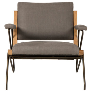 Oak Framed Gray Lounge Chair, Andrew Martin Marianne