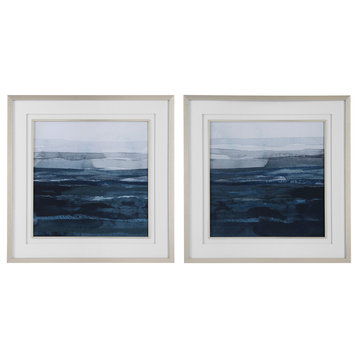 Uttermost Rising Blue Abstract Framed prints, 2-Piece Set