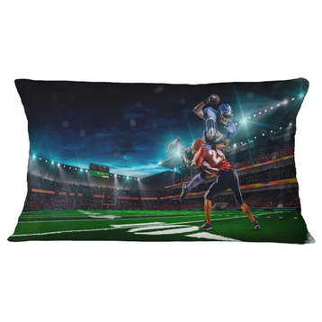 American Football Player Sport Throw Pillow, 12"x20"