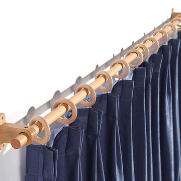 QYT06 1" Ash Wood Single Curtain Rod Sets