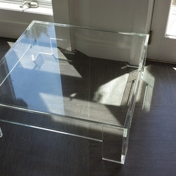 Coffee Table - Lucite with flange and optional lower shelf - square or rectangle - Products