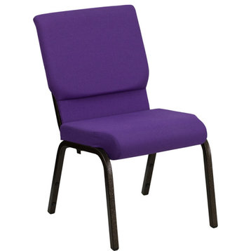 HERCULES Series 18.5''W Stacking Church Chair, Purple Fabric, Gold Vein Frame