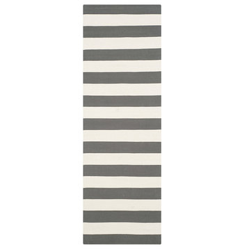 Safavieh Montauk Mtk712G Striped Rug, Grey/Ivory, 2'3"x13'0" Runner