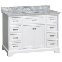 Aria 48" Bathroom Vanity, White, Carrara Marble