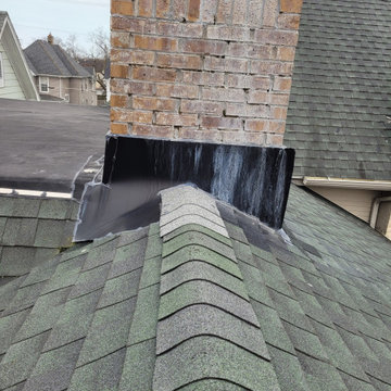 Improper flashing and chimney repair before and after