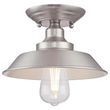 Westinghouse 6370000 Iron Hill 9"W Semi-Flush Ceiling Fixture - Brushed Nickel