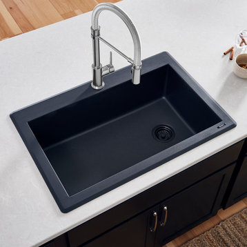 Ruvati 33" Dual-Mount Granite Composite Kitchen Sink, RVG1033BK