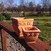 Hand Pressed Ancient Stressed Terracotta Square Flower Pot, Set of 2
