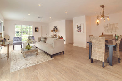 Example of a transitional living room design in Miami