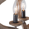 LNC Pataya 4-light Farmhouse Distressed Brown Wood Lantern Cage LED Chandelier
