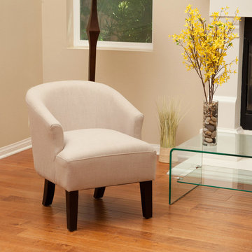 Modern Home Featuring Beige Fabric Accent Chair