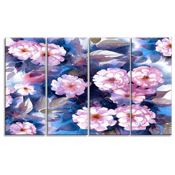 "White Briar in Classical Style" Floral Canvas Print, 4 Panels, 48"x28"
