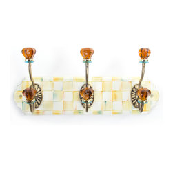 Parchment Check Enamel Triple Wall Hook | MacKenzie-Childs - Wall Hooks