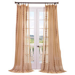 Half Price Drapes - Cleopatra Gold Embroidered Sheer Curtain Single Panel, 50"x108" - HPD has redefined the construction of sheer curtains and panels. Our Embroidered Sheer Collection are unmatched in their quality. Each panel creates a beautiful diffusion of light. As a general rule, for proper fullness panels should measure 2-3 times the width of your window/opening.