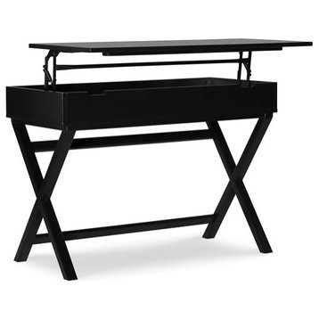 Riverbay Furniture Lift Top Stand Up Wood Desk in Black