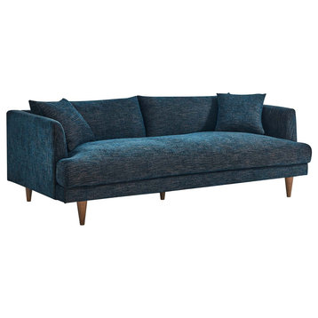 Zoya Down Filled Overstuffed Sofa, Navy Fabric