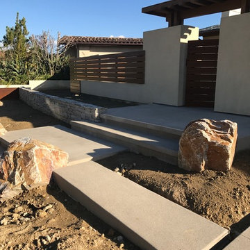 Front entry steps, garden & stacked stone veneer walls