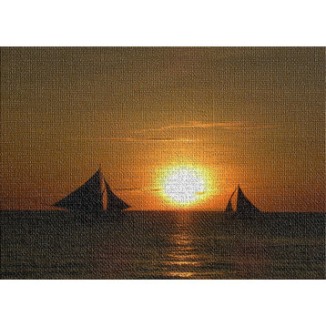 Sail Boat In Sunset 1 Area Rug, 5'0"x7'0"