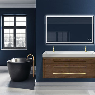Madeli Villa 72" in Brandy with Satin Brass Handles and Inlay in Satin Brass