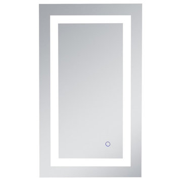 Pemberly Row 30" x 18" Hardwired LED Bathroom Mirror with Touch Sensor in Silver