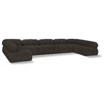 Meridian Furniture - Ames Boucle Fabric U-Shaped Modular Sectional, Brown, 7-Piece: 5 Armless Chair, 2 Corner Chair - A - Introduce a touch of modern sophistication to your living area with the exquisite Ames Boucle Fabric Sectional. With plush brown boucle fabric and unique design, it will elevate the visual appeal of your living space. This elegant and captivating sectional can be mixed and matched with other pieces from the collection to create an endless array of stunning looks. So, get ready to transform your living area into an inviting and stylish haven with the Ames Boucle Fabric Sectional.