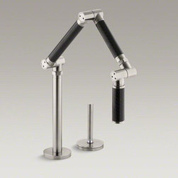 KOHLER Polished Chrome Karbon&reg; Two-hole Deck-mount Kitchen Sink Faucet - Kitchen Faucets