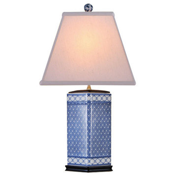 Kaleidoscope Porcelain Table Lamp, Blue and White